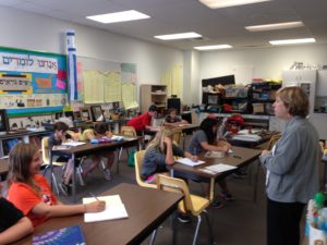 A class at the Lippman School, a Jewish day school in Akron, Ohio, August 2013. (Uriel Heilman)